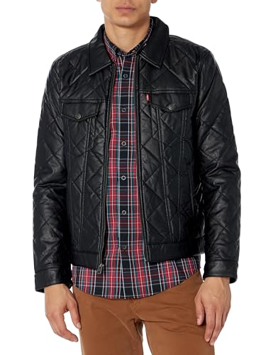 Levi's Herren Faux Leather Classic Trucker Jacket Jacke, Black Diamond Quilted, XXL von Levi's