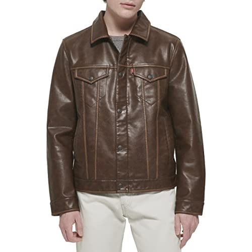Levi's Herren Faux Leather Classic Trucker Jacket Kunstlederjacke, Sattel, XL Levi's Herren Faux Leather Classic Trucker Jacket Kunstlederjacke, Sattel, XL von Levi's