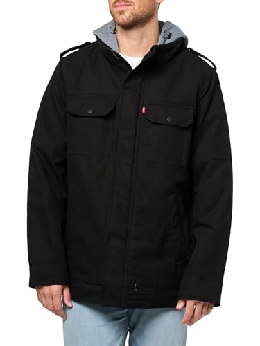 Levi's Herren Hooded Utility Jacket Jacke, Schwarzes Baumwollleinen, 3X von Levi's
