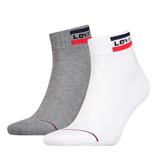 Levi's LEVIS 144NDL MID CUT SPRTWR LOGO 2P Socken Herren, Mehrfarbig (White/ Grey 062), W39/L42 von Levi's