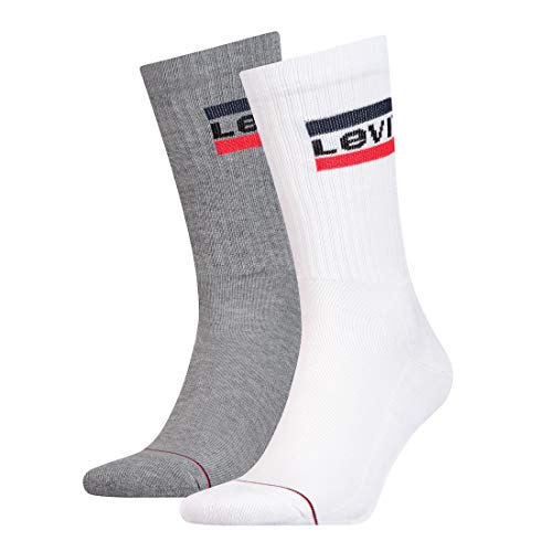 Levi's Unisex Crew Socks, white/grey, 43/46 von Levi's