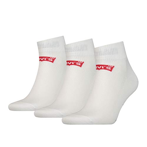 Levi's Unisex Mid Cut Batwing Logo Socken, 3er Pack, Weiß, 43/46 von Levi's