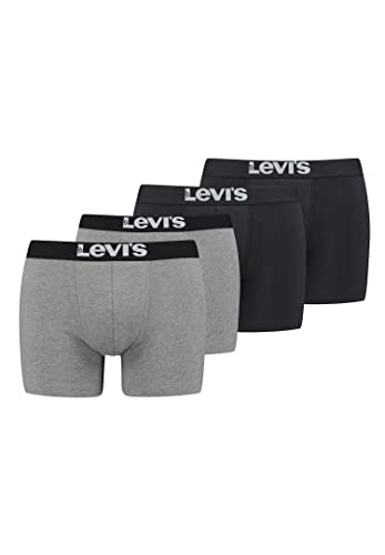 Levi's Herren Levi's Men's Solid Basic Boxers (4 pack) Boxer Shorts, grey / Schwarz, L von Levi's