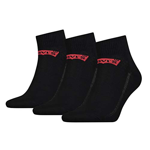 Levi's Unisex Mid Cut Batwing Logo Socken, 3er Pack, Jet Black, 39/42 von Levi's