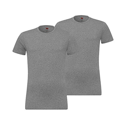Levi's Herren Levis 200sf Crew 2p Unterhemd, Grau (Middle Grey Mélange 758), Small (2er Pack) von Levi's