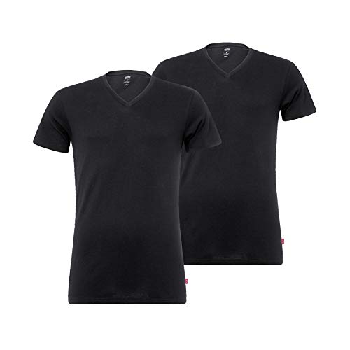 Levi's Herren T-Shirt, Schwarz (Jet Black 884), L (2er Pack) von LEVIS