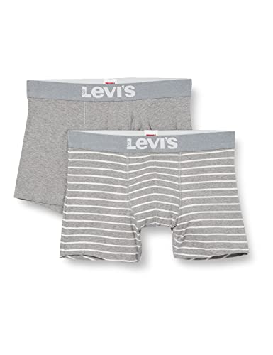 Levi's Herren Vintage Stripe Boxers Briefs Slip, Middle Grey Melange, L (2er Pack) von Levi's