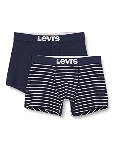 Levi's Herren Vintage Stripe Boxers Briefs Slip, Navy, S (2er Pack) von Levi's