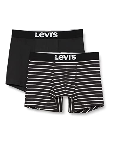 Levi's Herren Vintage Stripe Boxers Briefs Slip, Jet Schwarz, M (2er Pack) von Levi's