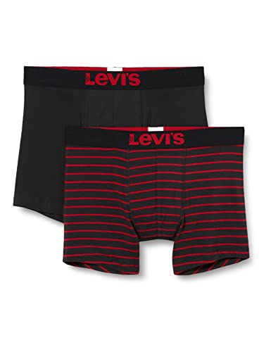 Levi's Herren Vintage Stripe Boxers Briefs Slip, Rot / Schwarz, L (2er Pack) von Levi's