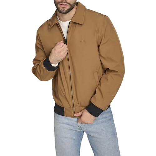 Levi's Herren Men's Lightweight Softshell Varsity Rib Knit Bomber Jacket Jacke, Worker Brown, L von Levi's
