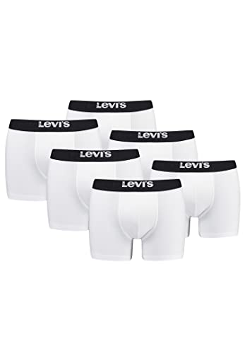 Levi's Herren Men's Solid Basic Boxers (6 Pack) Boxer Shorts, Farbe:White/Black, Bekleidungsgröße:S von Levi's