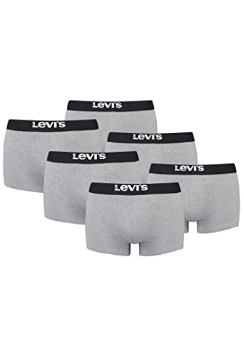 Levi's Herren Men's Solid Basic Trunk (6 Pack) Trunks, Farbe:Middle Grey Melange, Bekleidungsgröße:L von Levi's