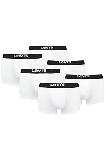 Levi's Herren Men's Solid Basic Trunk (6 Pack) Trunks, Farbe:White/Black, Bekleidungsgröße:L von Levi's