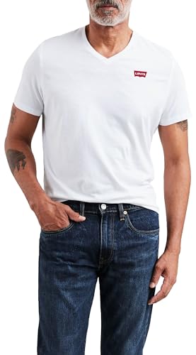 Levi's Herren Original Housemark V-Neck T-Shirt, White, M von Levi's