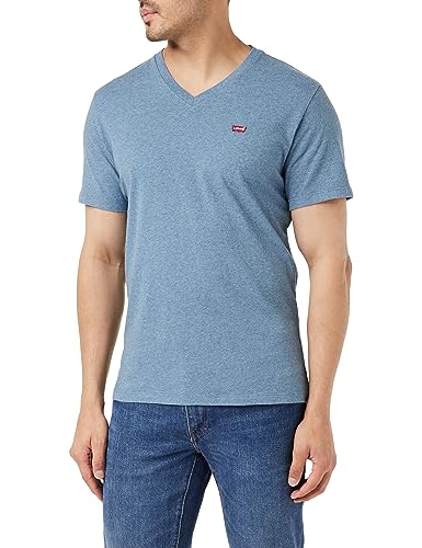 Levi's Herren Original Housemark V-Neck T-Shirt, Indigo Wash Heather, S von Levi's