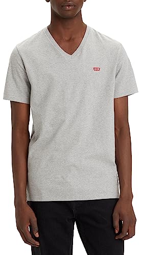 Levi's Herren Original Housemark V-Neck T-Shirt, Mid Tone Grey Heather, L von Levi's