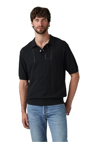 Levi's Herren Polo aus Strick Pointelle Grid Mineral Black Black M von Levi's