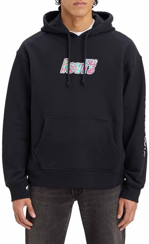 Levi's Herren Relaxed Graphic Sweatshirt Hoodie Kapuzenpullover,Poster Logo Fill Po Caviar,L von Levi's