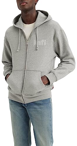 Levi's Herren Relaxed Graphic Sweatshirt mit Reißverschluss, Poster Logo Mid Heather Grey, S von Levi's