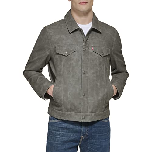 Levi's Herren Klassische Trucker-Jacke aus Kunstleder Kunstlederjacke, Hellgrau, L von Levi's
