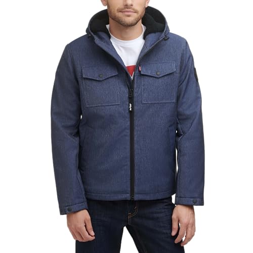 Levi's Herren Softshell-Sturmmantel mit Kapuze (normale und große Größen), Midnight Heather Sherpa, M von Levi's