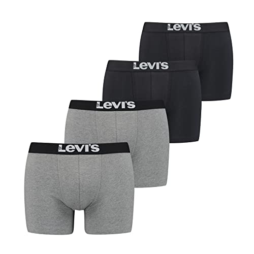 Levi’s Einfarbige Basic-Boxershorts, weiche Herrenunterwäsche aus Bio-Baumwolle mit elastischem Bund und doppelter Einlage, kein Hochrutschen, 4er-Pack von Levi's