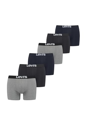 Levi’s Einfarbige Basic-Boxerslips, atmungsaktive Herrenunterwäsche aus Bio-Baumwolle mit elastischem Bund und doppelter Einlage, keine hochrutschenden Beinöffnungen, 6er-Pack von Levi's