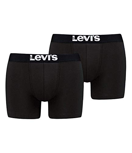 Levi´s Herren Solid Basic Boxershorts Unterwäsche im 2er Pack (Black, L) von Levi's