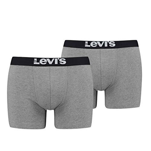 2er Pack Herren Levis Solid Basic Boxer Brief Boxershorts Unterwäsche Pants, Farbe:758 - Middle Grey mélange, Bekleidungsgröße:XXL von LEVI'S