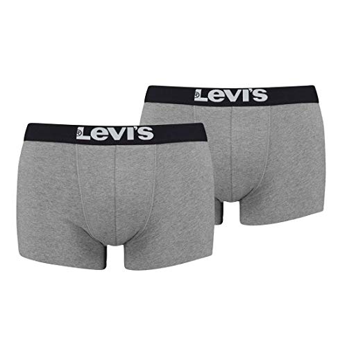 2er Pack Levis Men Solid Basic Trunk Boxershorts Unterhose Pant Unterwäsche, Bekleidungsgröße:L, Farbe:758 - Middle Grey mélange von Levi's