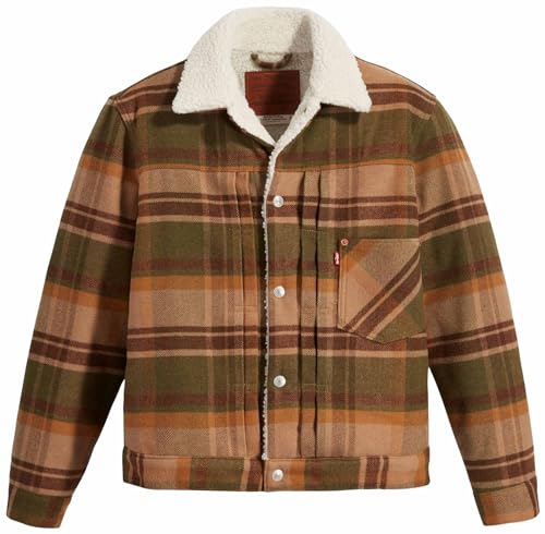 Levi's Herren Type I Sherpa Trucker Jacket Jacke, Barold Plaid Winter Moss, L von Levi's