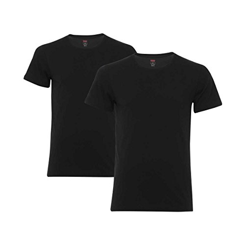 Levi's Herren Levis 200SF Crew 2P Unterhemd, Schwarz (Jet Black), Large (Herstellergröße: 030) von Levi's