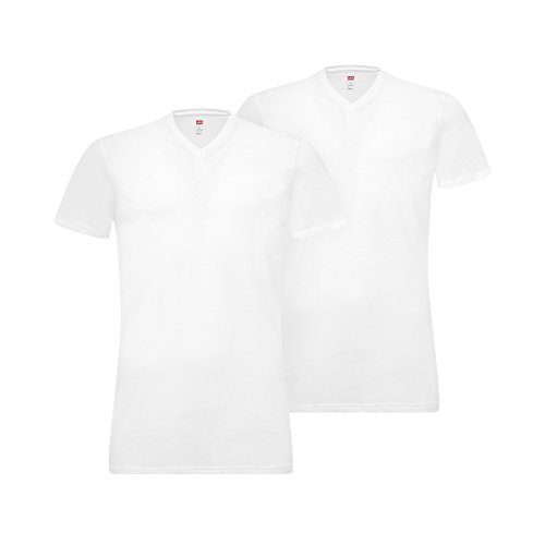 Levi's Herren Levis 200sf V-Neck 2p Unterhemd, Weiß (White 300), Medium (2er Pack) von Levi's