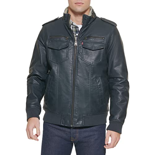 Levi's Herren Vintage Deer Faux Leather Sherpa Lined Aviator Bomber Kunstlederjacke, Navy, M EU Levi's Herren Vintage Deer Faux Leather Sherpa Lined Aviator Bomber Kunstlederjacke, Navy, M EU von Levi's