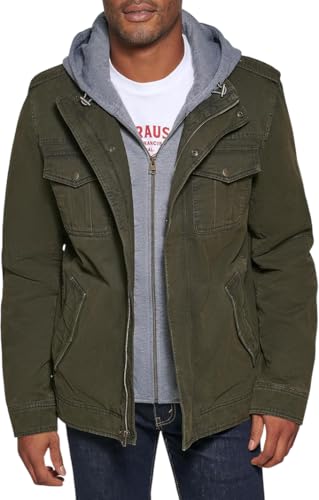 Levi's Herren Washed Hooded Military (Regular and Big & Tall) Cotton Lightweight Jackets, Olivgrün, XL EU von Levi's