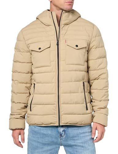 Levi's Herren Water Resistant Performance Stretch Hooded Jacket Puffer, Hellbraun, XL von Levi's
