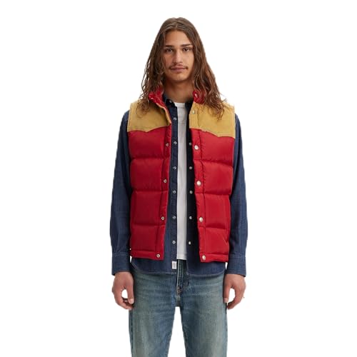 Levi's Herren Western Super Puffer Denim Vest, Rhythmic Red, S von Levi's