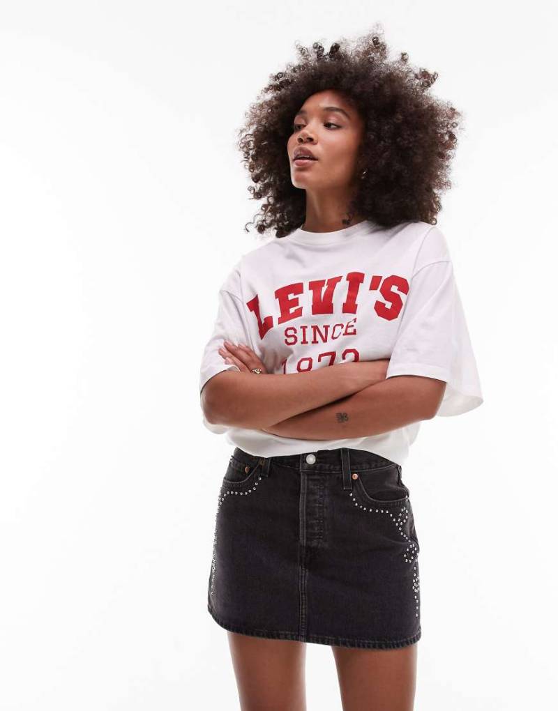 Levi's - Icon - Verzierter Mini-Jeansrock in verwaschenem Schwarz von Levi's