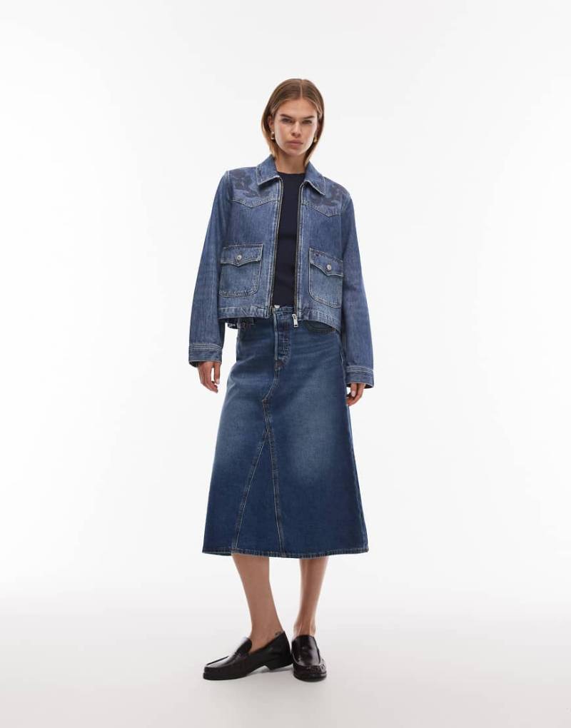 Levi's - Iconic - Langer Jeansrock in mittlerer Waschung-Blau von Levi's