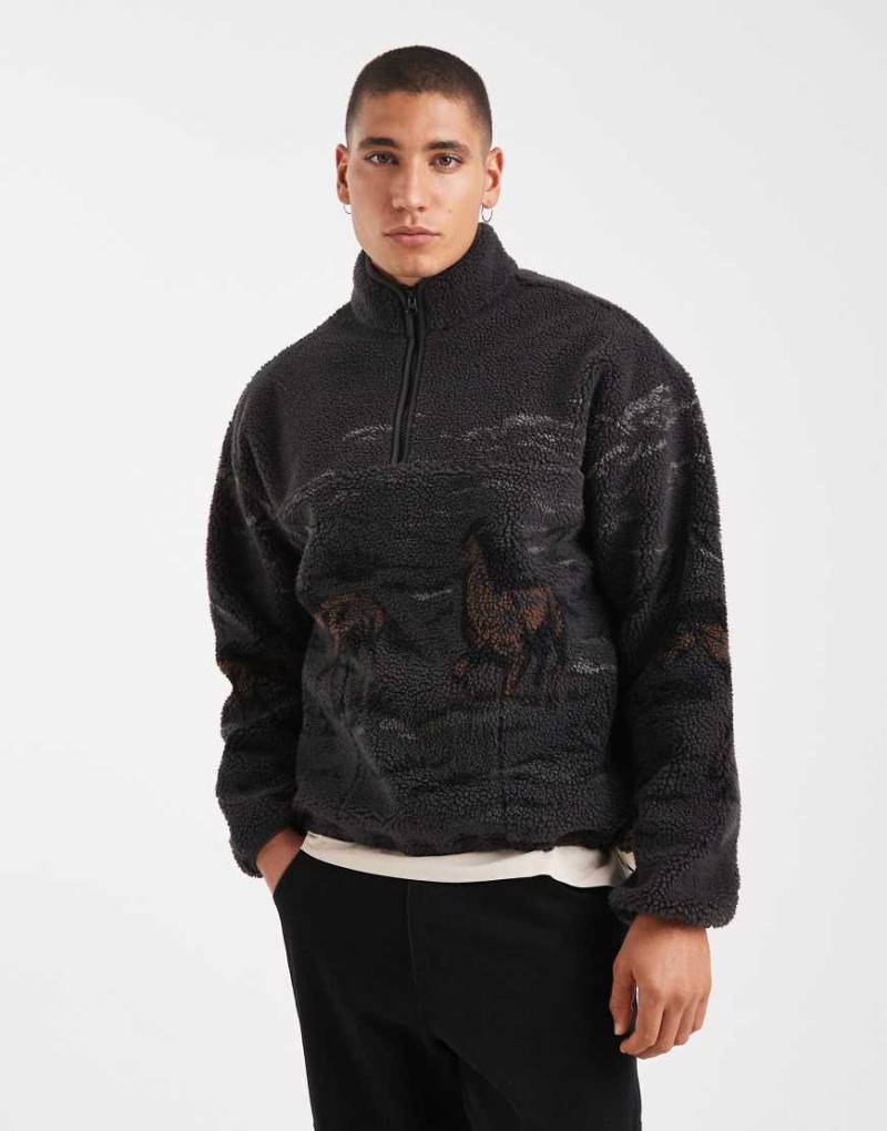 Levi's - Sweatshirt aus Teddyfell mit kurzem Reißverschluss und mehrfarbigem Pferde-Print-Bunt von Levi's