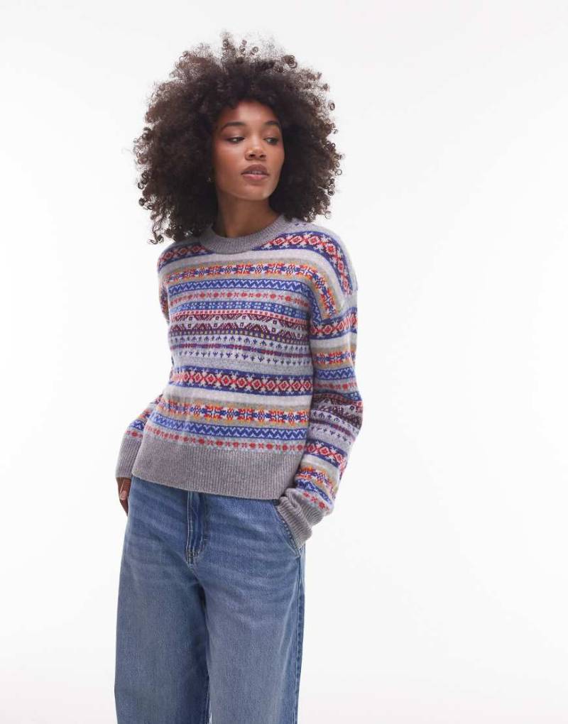 Levi's - Ines - Pullover in Blau mit mehrfarbigem Fair-Isle-Muster von Levi's