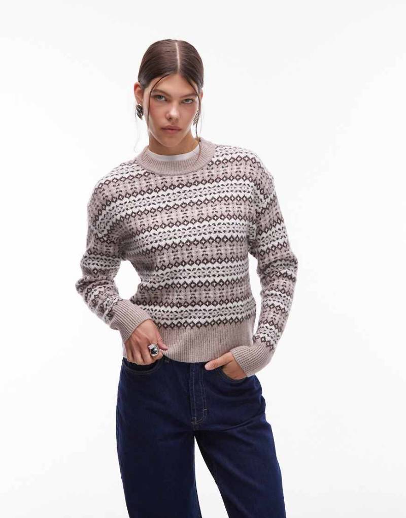 Levi's - Ines - Pullover mit Norwegermuster in Braun-Bunt-Brown von Levi's