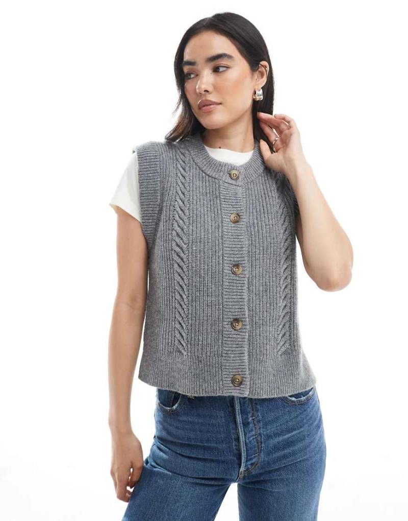 Levi's - Ines - Strickpullunder in Grau mit Zopfmuster von Levi's