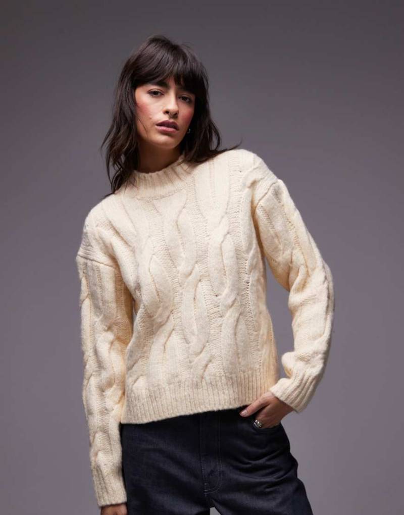 Levi's - Isabel - Locker sitzender Strickpullover in Beige mit Zopfmuster-Neutral von Levi's