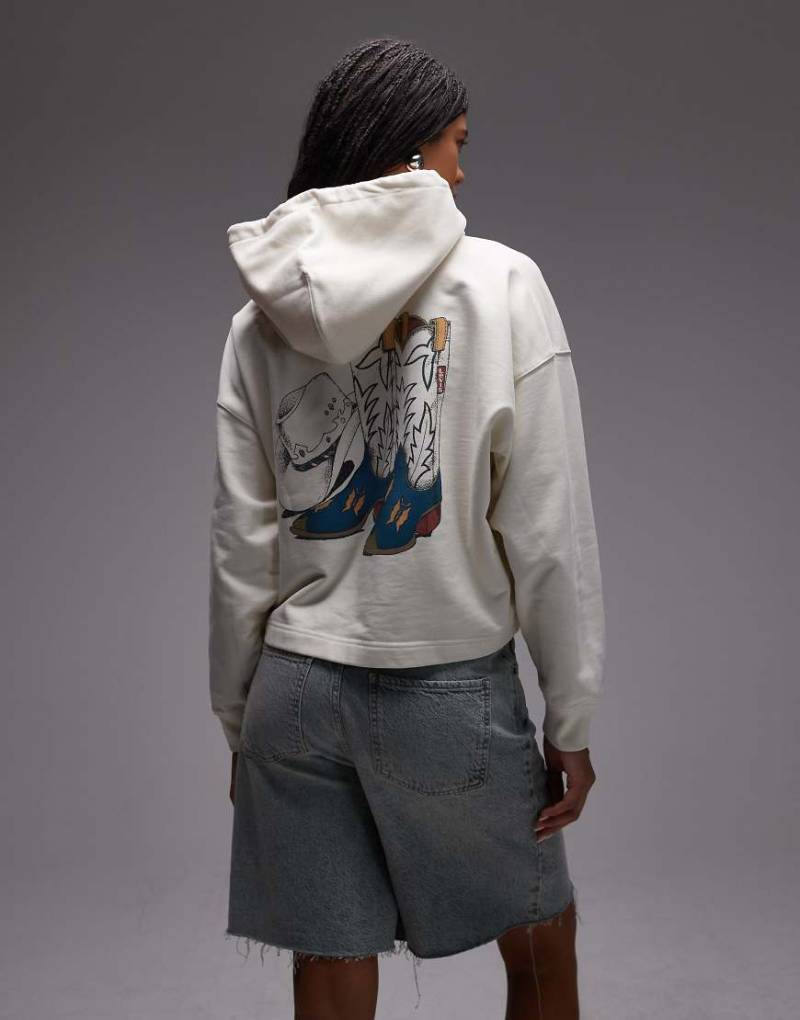 Levi's - Kapuzenpullover in Ecru mit Western-Rückenprint-Weiß von Levi's