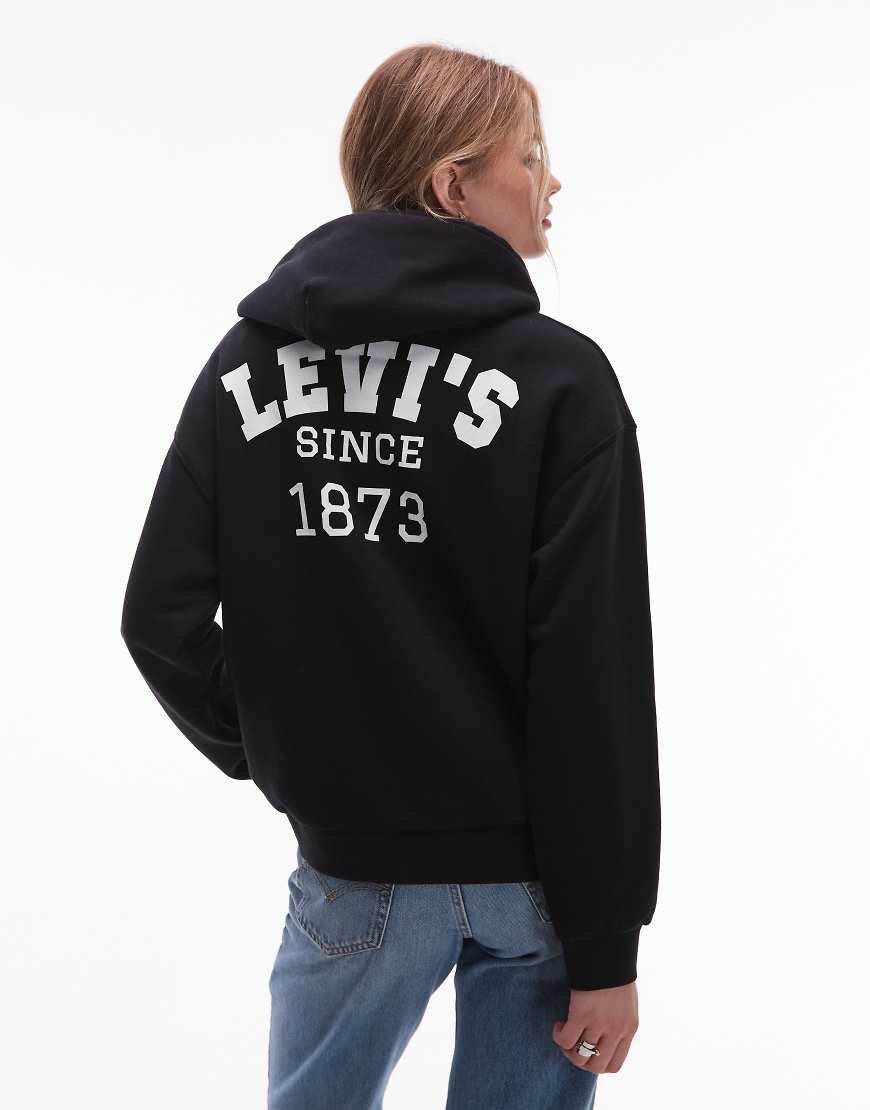 Levi's - Schwarzer Kapuzenpullover mit College-Logo-Print am Rücken von Levi's