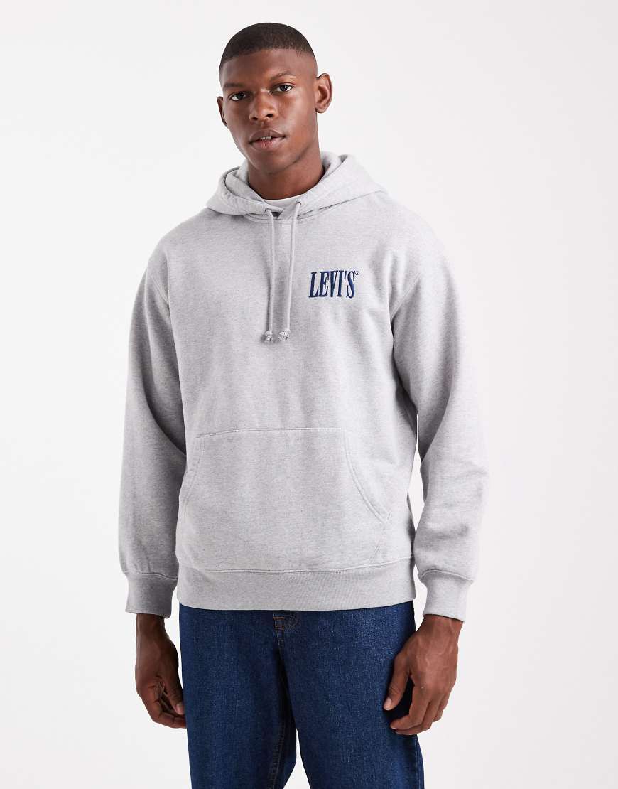 Levi's - Kapuzenpullover in grau meliert mit Logoprint auf dem Rücken von Levi's