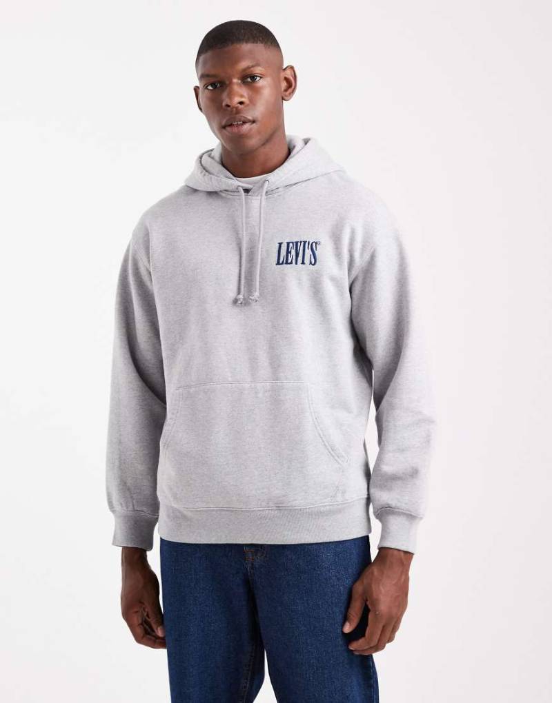Levi's - Kapuzenpullover in grau meliert mit Logoprint auf dem Rücken von Levi's