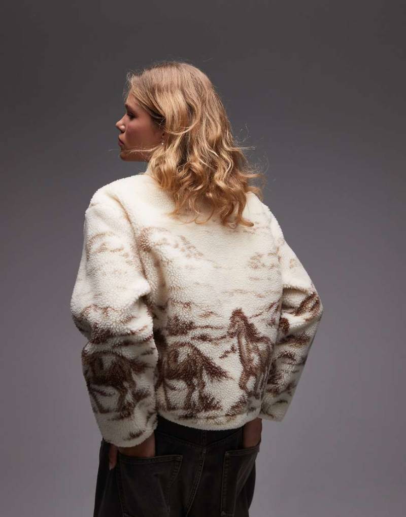 Levi's - Kasey - Fleece-Pullover in Weiß mit Western-Print von Levi's